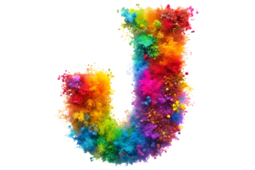 Vibrant colorful vibrant alphabet explosion burst 
with the letter J from the alphabet