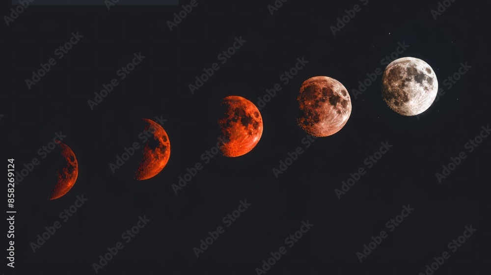 Wall mural a series of images of the moon in different stages of its cycle