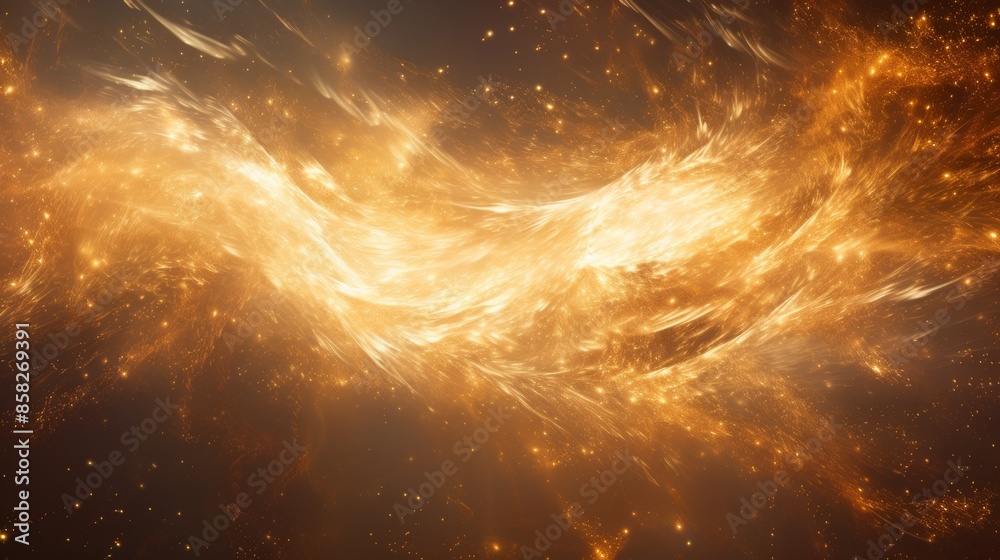 Aufkleber a stunning abstract background with sparkling gold particles intermingling with wispy smoke trails.