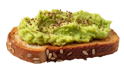 Avocado spread on toast, with a transparent background