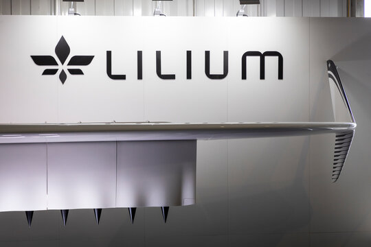 Winglet and logo of german Air Taxi developer Lilium GmbH. Technology company for electrically powered eVTOL air vehicle.