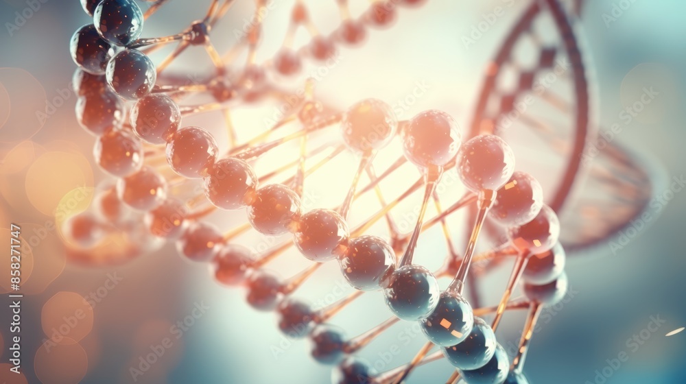 Fototapete an educational animation of a digital dna molecule, its structure accompanied by clear explanations 