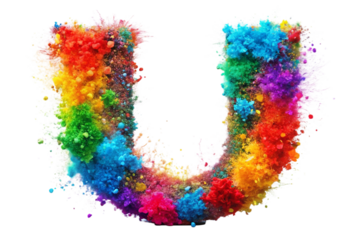 Vibrant colorful vibrant alphabet explosion burst 
with the letter U from the alphabet