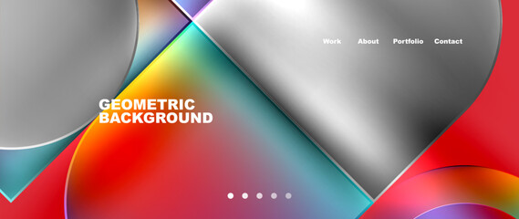 Fototapeta premium Bright colorful squares with round elements minimal geometric background. Vector Illustration For Wallpaper, Banner, Background, Card, Book Illustration, landing page