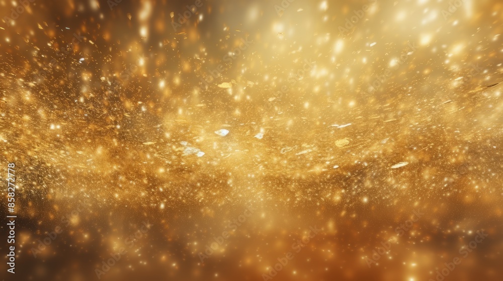 Poster An otherworldly abstract background of shimmering gold particles pulsating with an ethereal glow.