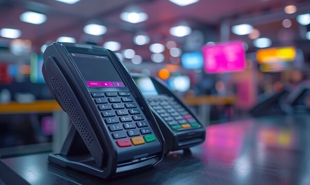 Innovative wireless card payment solution offered at point-of-sale counters for a seamless transaction experience. illustration images