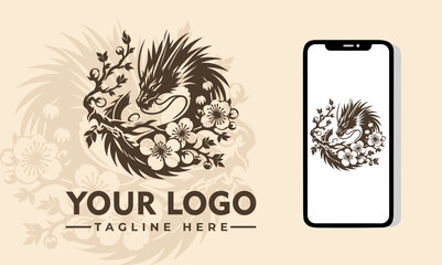 Blossom Dragon Vector Logo Embrace the Intertwining Flowers, Majestic Dragon, and Mythical Charm with the Enchanting Blossom Dragon Vector Logo Symbolize Growth, Transformation, and the Balance