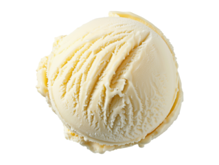 Vanilla ice cream scoop isolated on transparent or white background, png