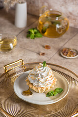 shortbread pastry tartlet with protein cream