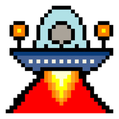 UFO flying saucer pixel art style