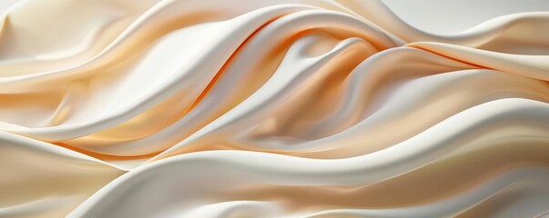 Obraz premium Creamy satin fabric in soft, flowing folds. Elegant and luxurious texture.