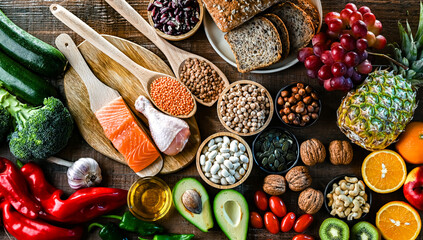 Food products representing the DASH diet