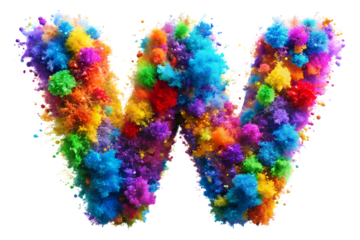 Vibrant colorful vibrant alphabet explosion burst 
with the letter W from the alphabet
