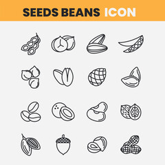 seeds bean concept simple line icons