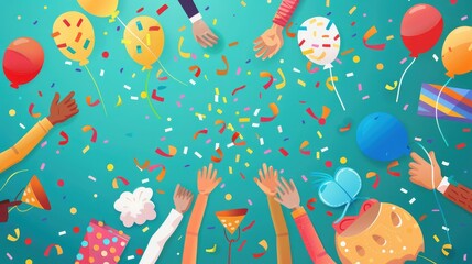 Celebration flat design top view excitement theme animation Split-complementary color scheme