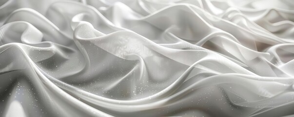 Obraz premium Detailed 3D fabric with soft abstract waves, clean white background, realistic detailing, high-resolution, photorealistic, gentle fabric folds