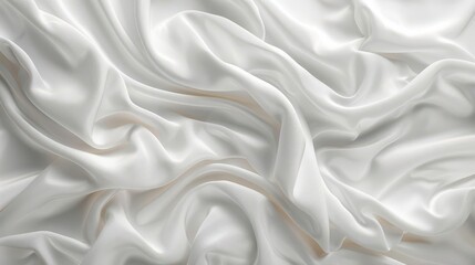 Fototapeta premium Abstract background of white silky fabric with soft waves and folds.