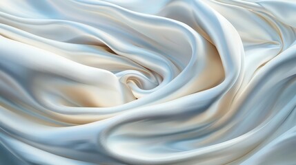 Obraz premium Abstract background of white and blue silky fabric with smooth, flowing waves.