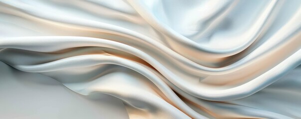 Obraz premium Abstract background of flowing light blue satin fabric with soft folds and wrinkles.