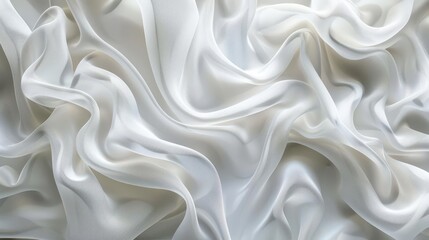 Fototapeta premium Abstract background of white silk fabric with elegant waves and folds.