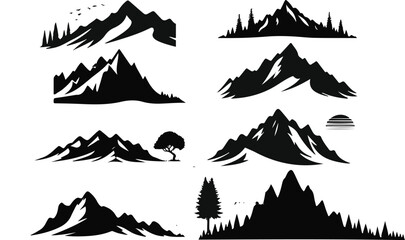 Fototapeta premium Set of Mountain In Silhouette