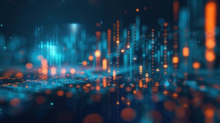 A close up of a graph with orange and blue lines. Generate AI image