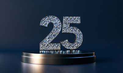 Silver Metal Number 25 on Podium