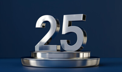 Silver Metal Number 25 on Podium