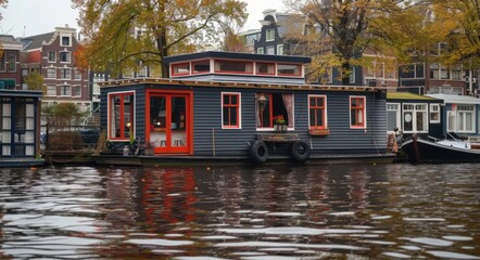 Boat House: Traditional Floating Houseboat in Amsterdam Canals, Dutch Architecture