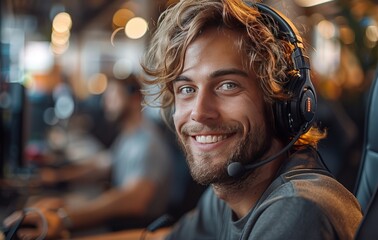 Obraz premium Portrait of a young man from customer service.