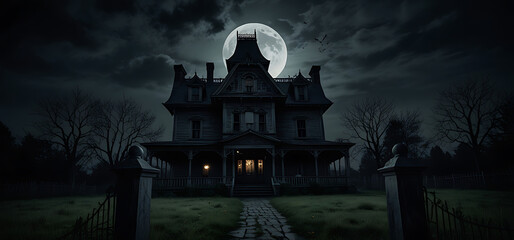 Haunted House Full Moon Spooky Scary 