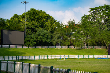 Judge's Field of Guwahati with Cricket Gallery, green lawn grass and LED Display Unit - camera used Sony Alpha 6400 