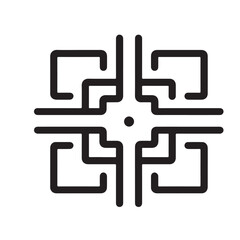 Border puzzle  single line Icon vector design outline.