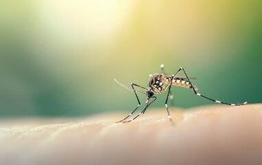 Macro Aedes aegypti Mosquito. Close up a Mosquito sucking human blood
