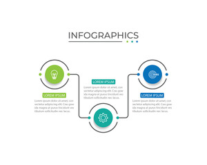3 step process infographic template vector element