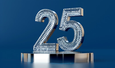 Silver Metal Number 25 on Podium