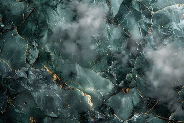 Luxurious Green Marble Texture with Golden Veins - Elegant Design for Print, Card, Poster, or Interior Decor