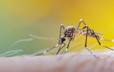Macro Aedes aegypti Mosquito. Close up a Mosquito sucking human blood