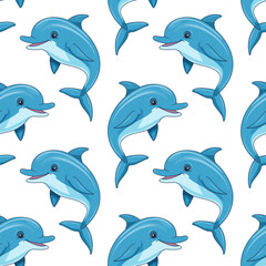 Obraz premium Vector seamless pattern with dolphins. Summer print.