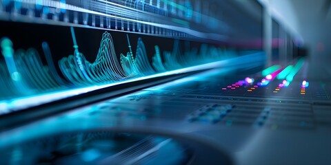 Panoramic view of electromagnetic field wave interference in physics research setting. Concept Physics Research, Electromagnetic Fields, Wave Interference, Panoramic View, Scientific Setting