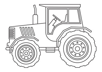 Black and White Agriculture Machine Tractor ideal for Coloring Pages