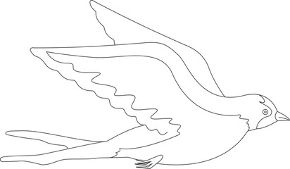 Black and White Swallow Bird Vector Flat Designs, Ideal for Coloring Pages, Isolated on White Background