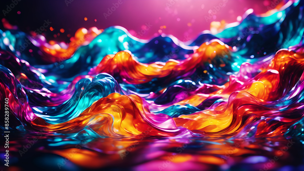 Canvas Prints create an abstract background image featuring vibrant, flowing waves of colors. the scene should hav