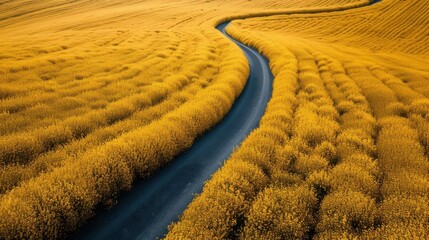 Fototapeta premium Panoramic aerial view of bright yellow rapeseed fields