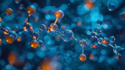 A detailed diagram of a protein molecule, highlighting the peptide bonds between amino acids in a covalent structure, essential for the structure and function of proteins in living