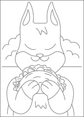 dog taco funny coloring book page