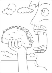 uncle taco funny coloring book page