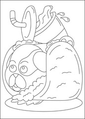 dog taco funny coloring book page