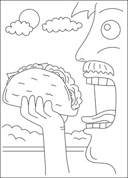 uncle taco funny coloring book page