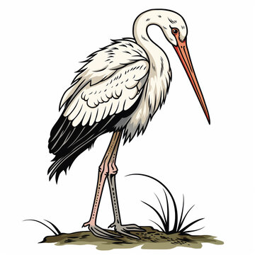 recommend clip art: stork on a white background